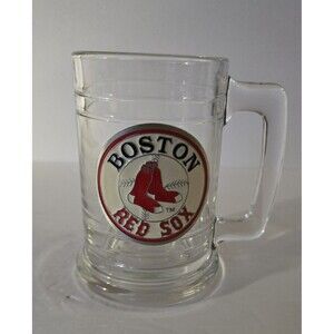 BOSTON RED SOX Pint Beer Mug - Glass Stein with Classic Metal Logo MLB